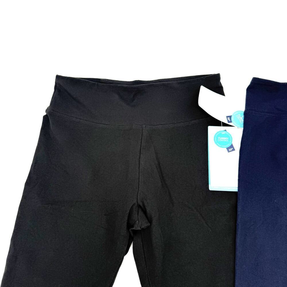2 Marika Brooke High Rise Tummy Control Mid Calf Capri Size XL Blue & Black New! - Picture 2 of 14